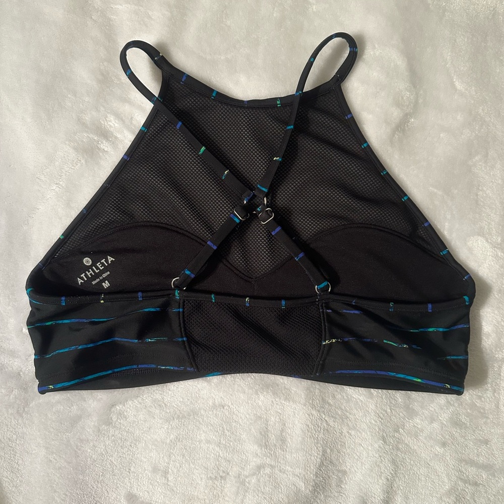 Athleta medium sports bra/bikini black swim top. adjustable straps. add padding - Picture 5 of 6